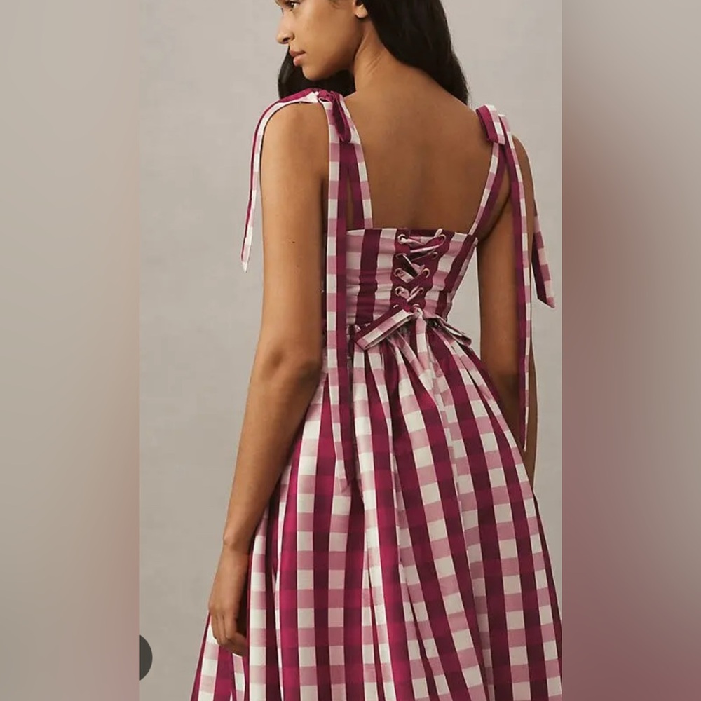 Louise New York Marie Tie-Strap Corset Taffeta Maxi Dress sz S NWT